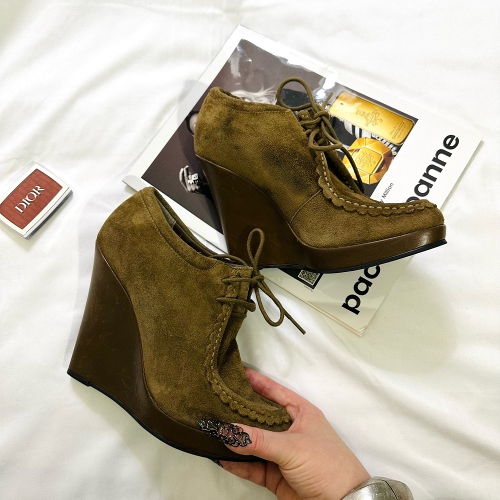 Minelli Tan Suede Wedge Shoes - Picture 12 of 16